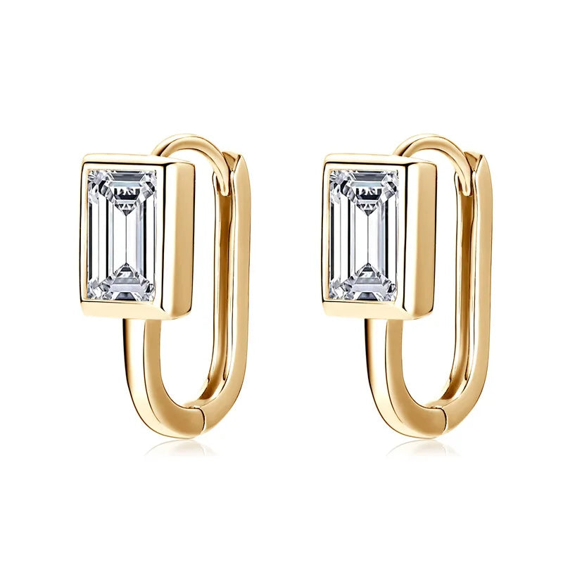 925 Sterling Silver 2x1ct Rectangular Moissanite Stud Earrings Unisex