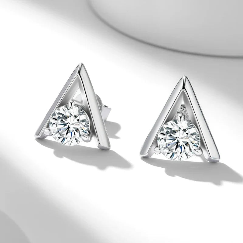V-Shaped Moissanite Stud Earrings in Sterling Silver
