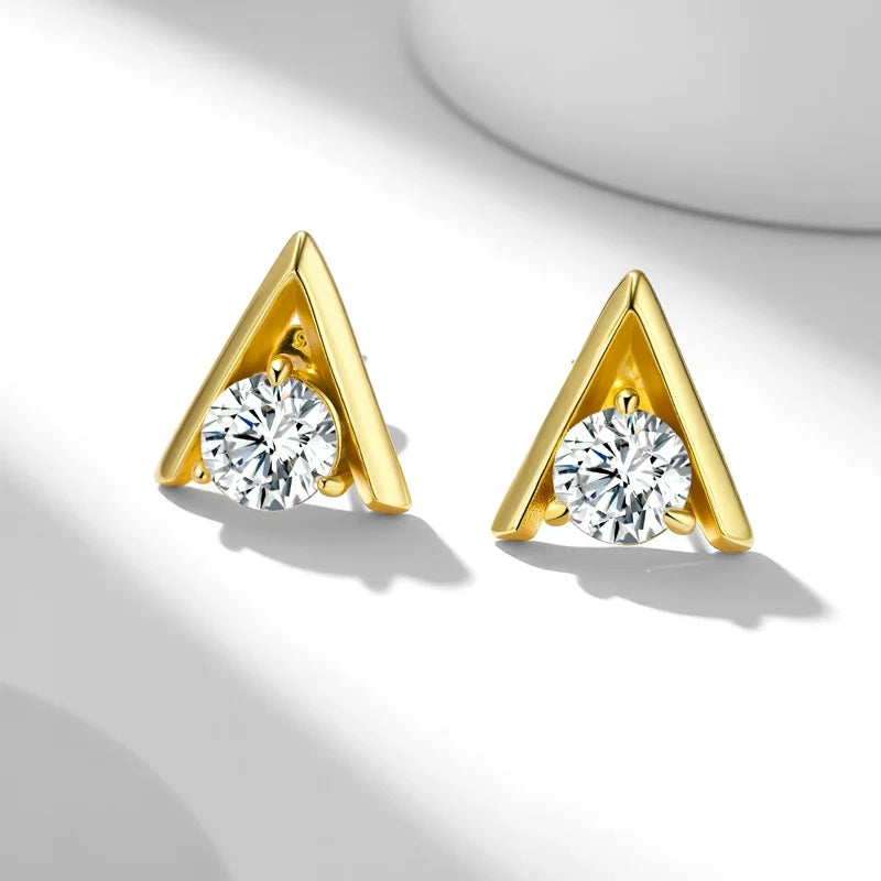 V-Shaped Moissanite Stud Earrings in Sterling Silver