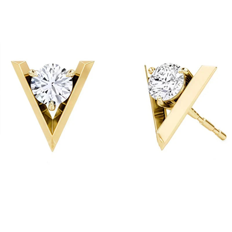 V-Shaped Moissanite Stud Earrings in Sterling Silver