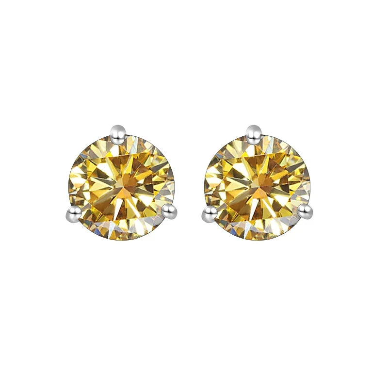 925 Sterling Silver Moissanite Stud Earrings 0.5CT 1CT Women Classic
