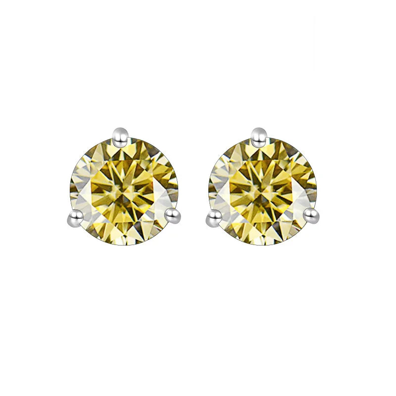 925 Sterling Silver Moissanite Stud Earrings 0.5CT 1CT Women Classic