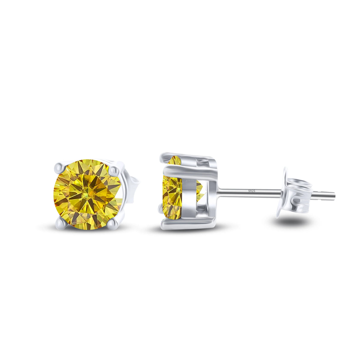 925 Sterling Silver Moissanite Stud Earrings - Round 1ctw Engagement Gift