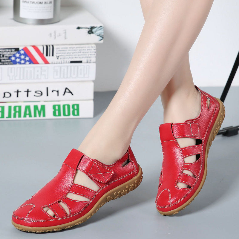 Women's Handmade Retro Soft Sole Leather Velcro Casual Shoes