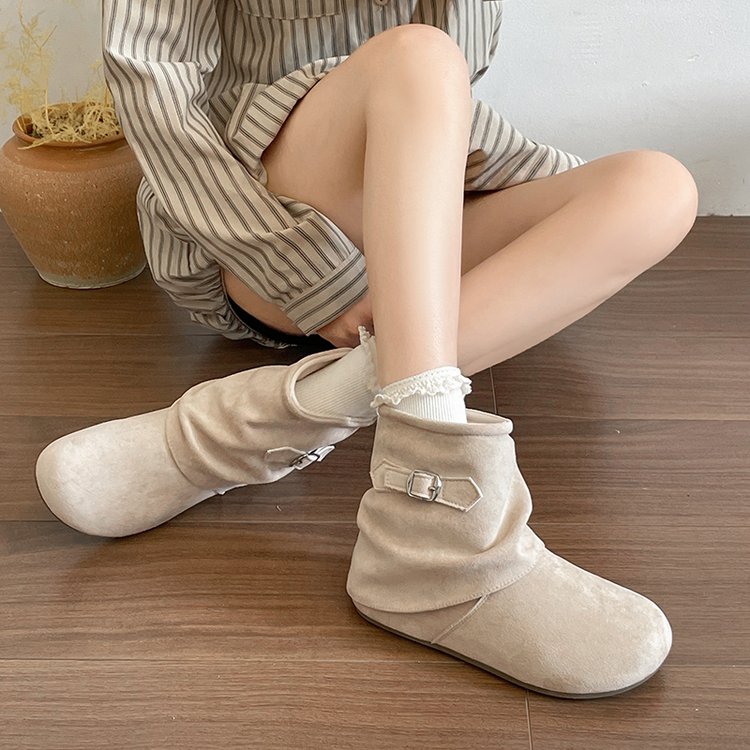 Fashionable French Versatile Thick Soled Boots For Women, Summer Soft Soled And Slim Looking Boken Short Boots