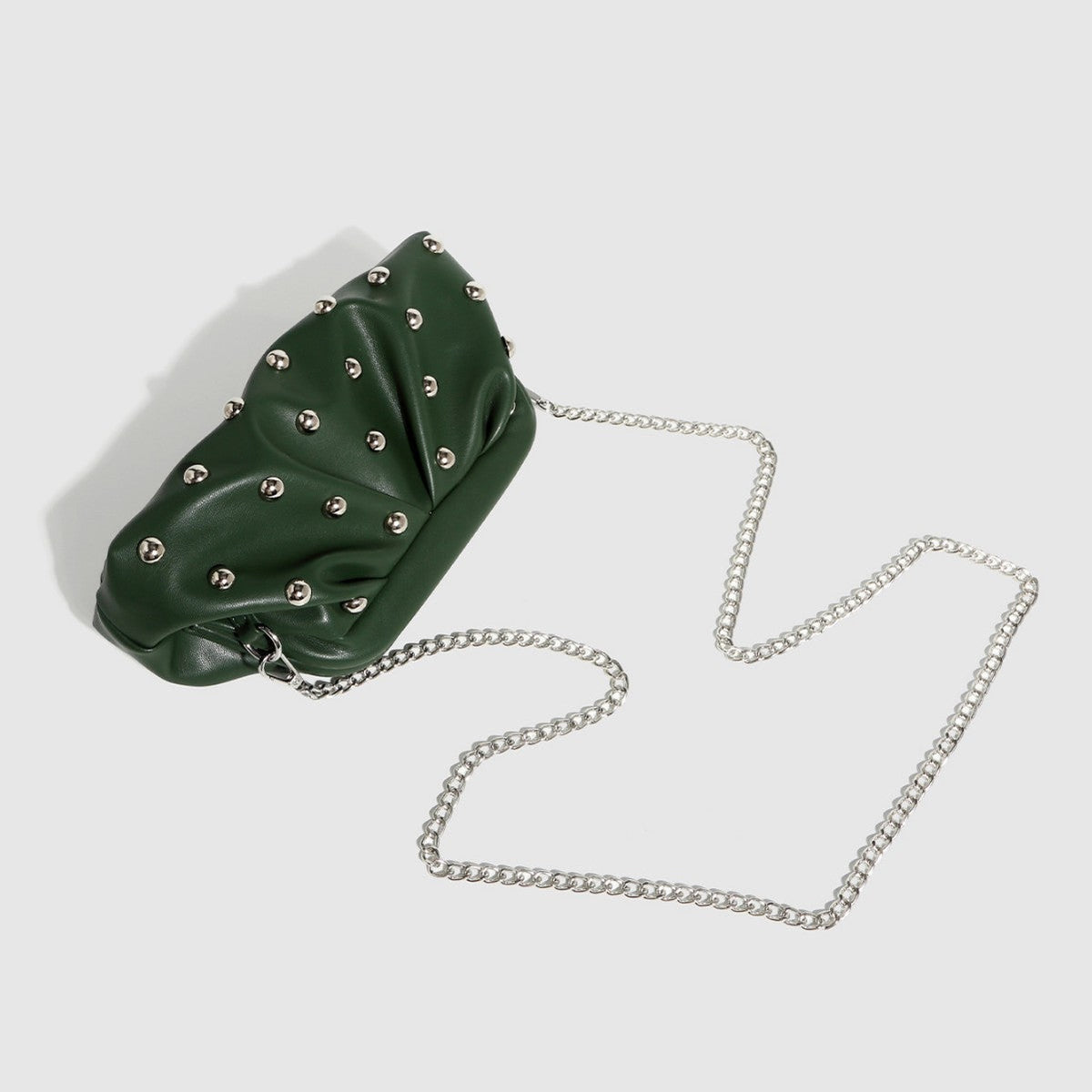Pleated Dumpling Messenger Bag with Chain Strap