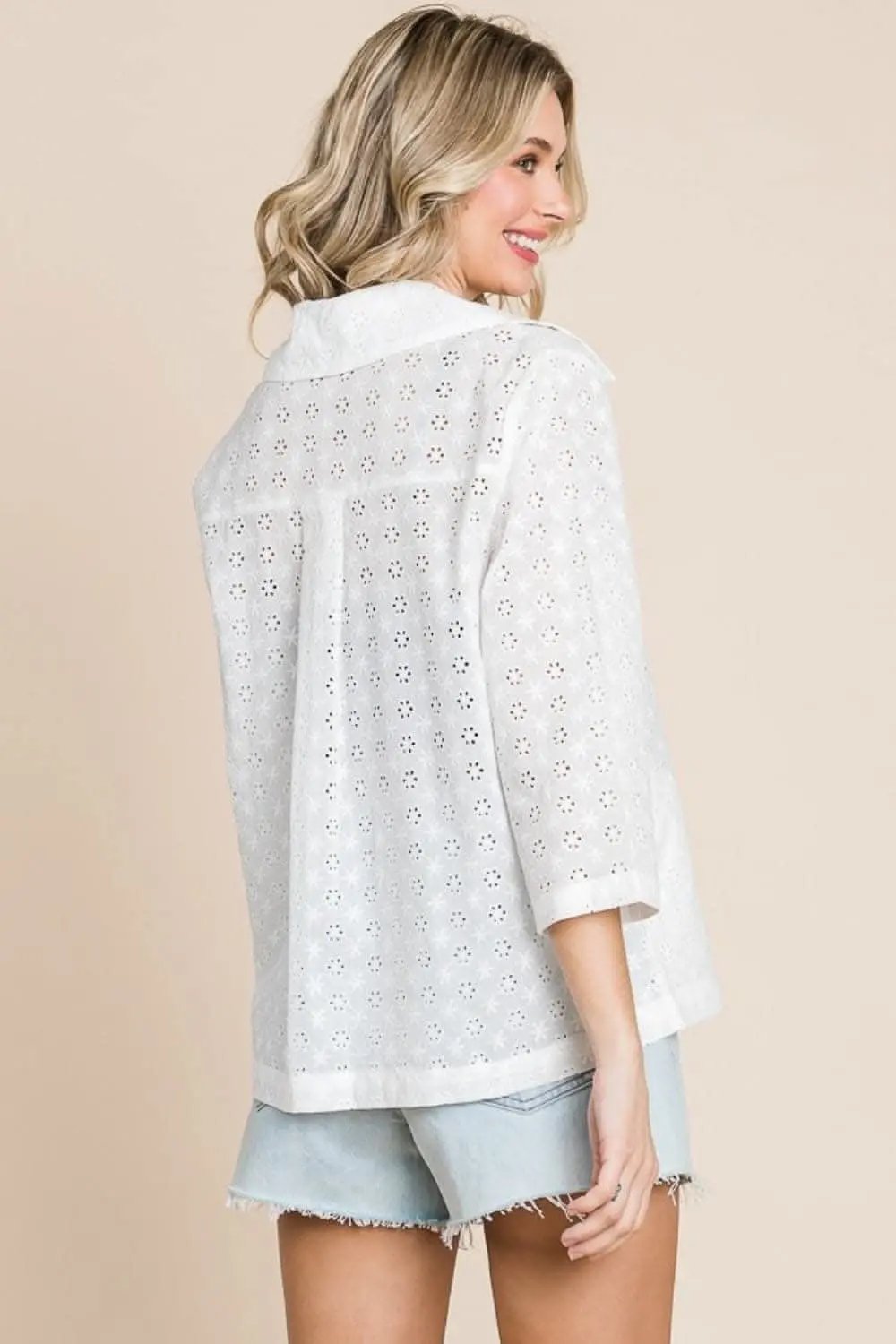 Women's Fashion Jacket Jacket - Eyelet Detail - Chic Style