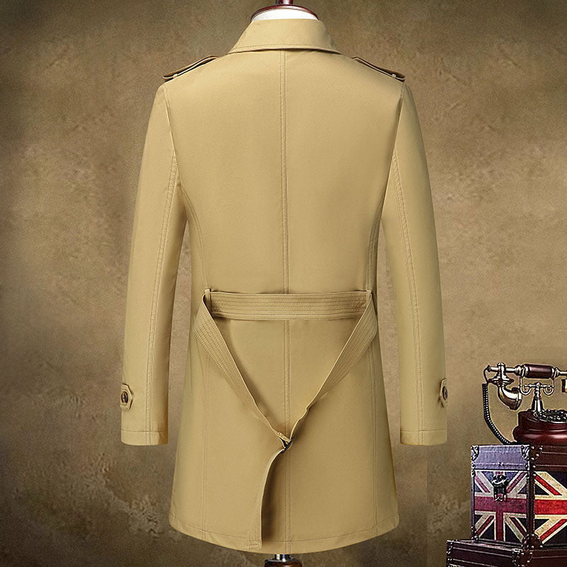 Men's Fashionable Mid-length Double-breasted Trench Coat