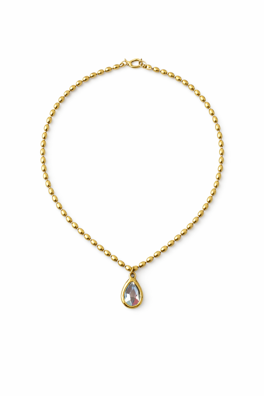 Pear Bezel CZ Necklace