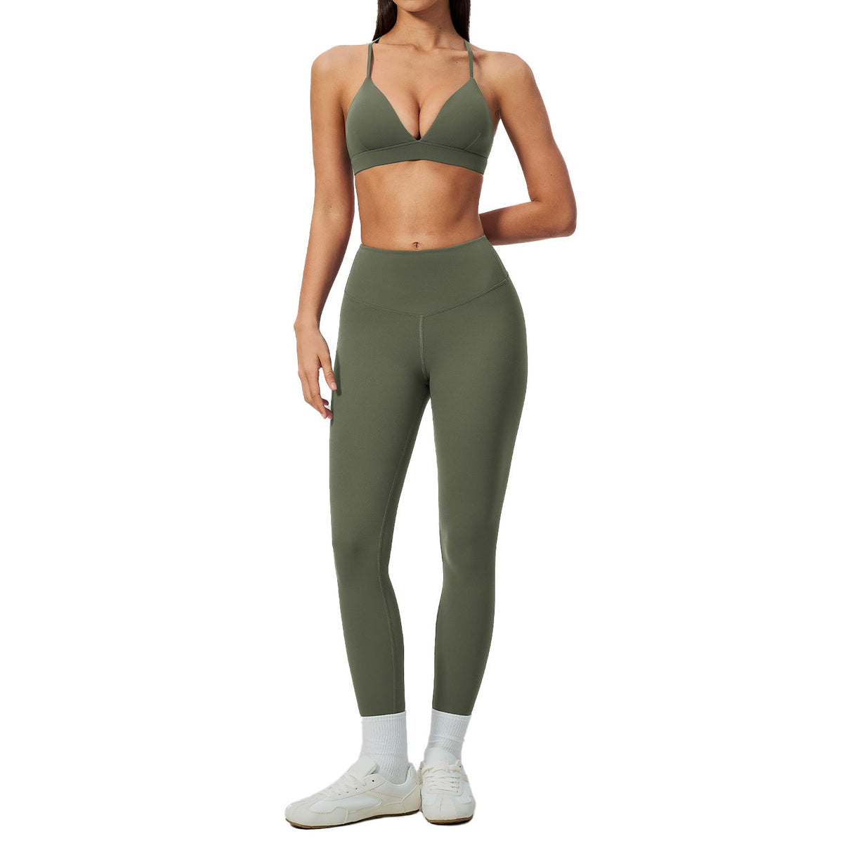 Women's Two-Piece Yoga Fitness Set - High Elasticity Workout Outfit for Gym and Running