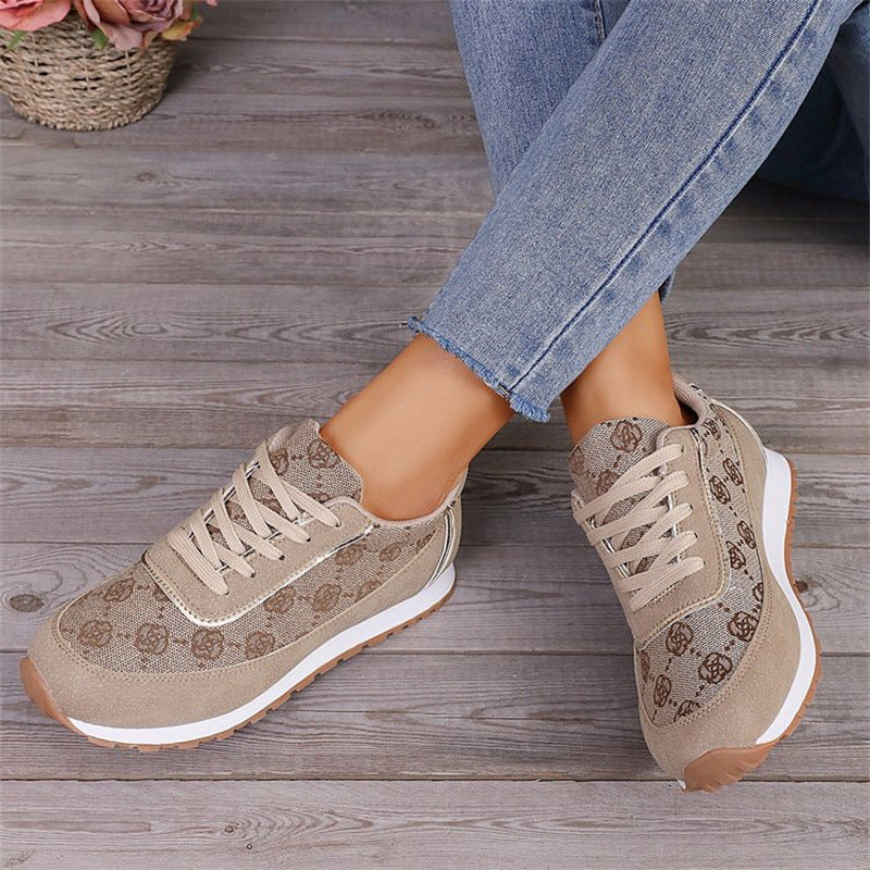 Zapatillas de lona con estampado floral y cordones – Zapatos de lona cómodos