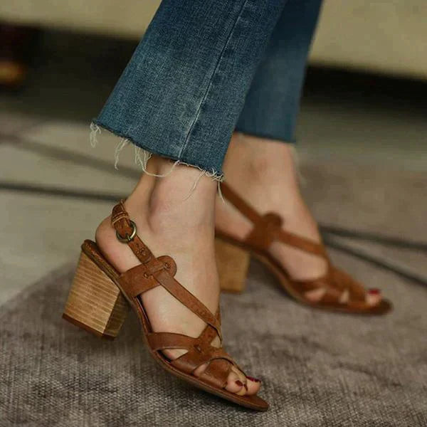 Women's High-Heel Open-Toe Buckle Sandals