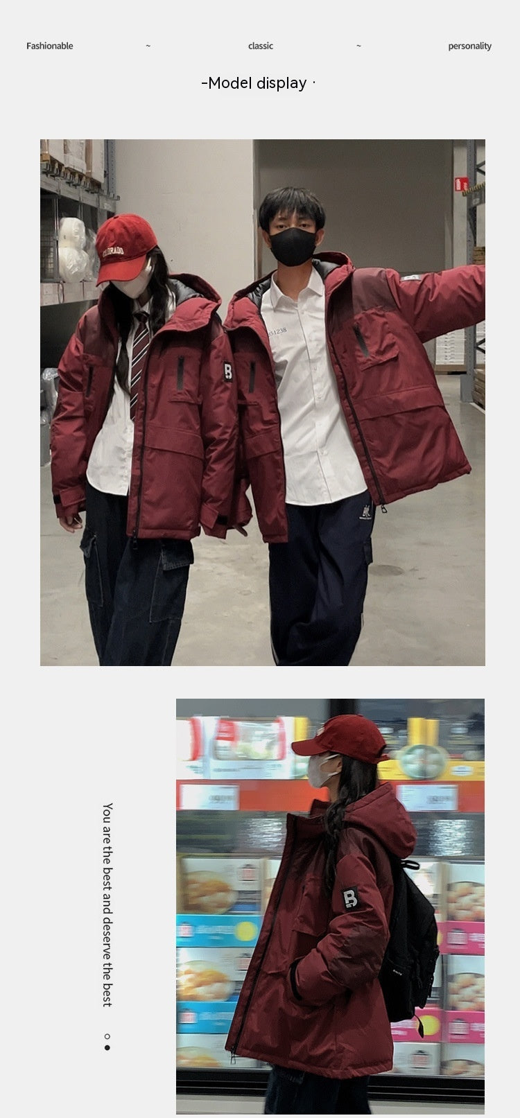 Korean Style Winter Couple Workwear Cotton-padded Jacket Loose Hooded Fashion Casual