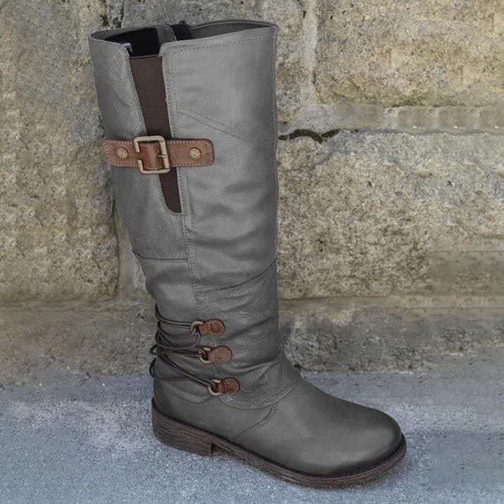 Women's Knight Round-Toe Low-Heel Boots