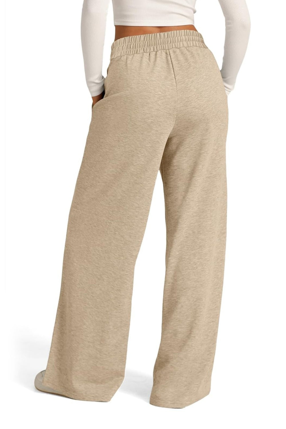 Pantalones de pernera ancha con cintura elástica y cordón ajustable
