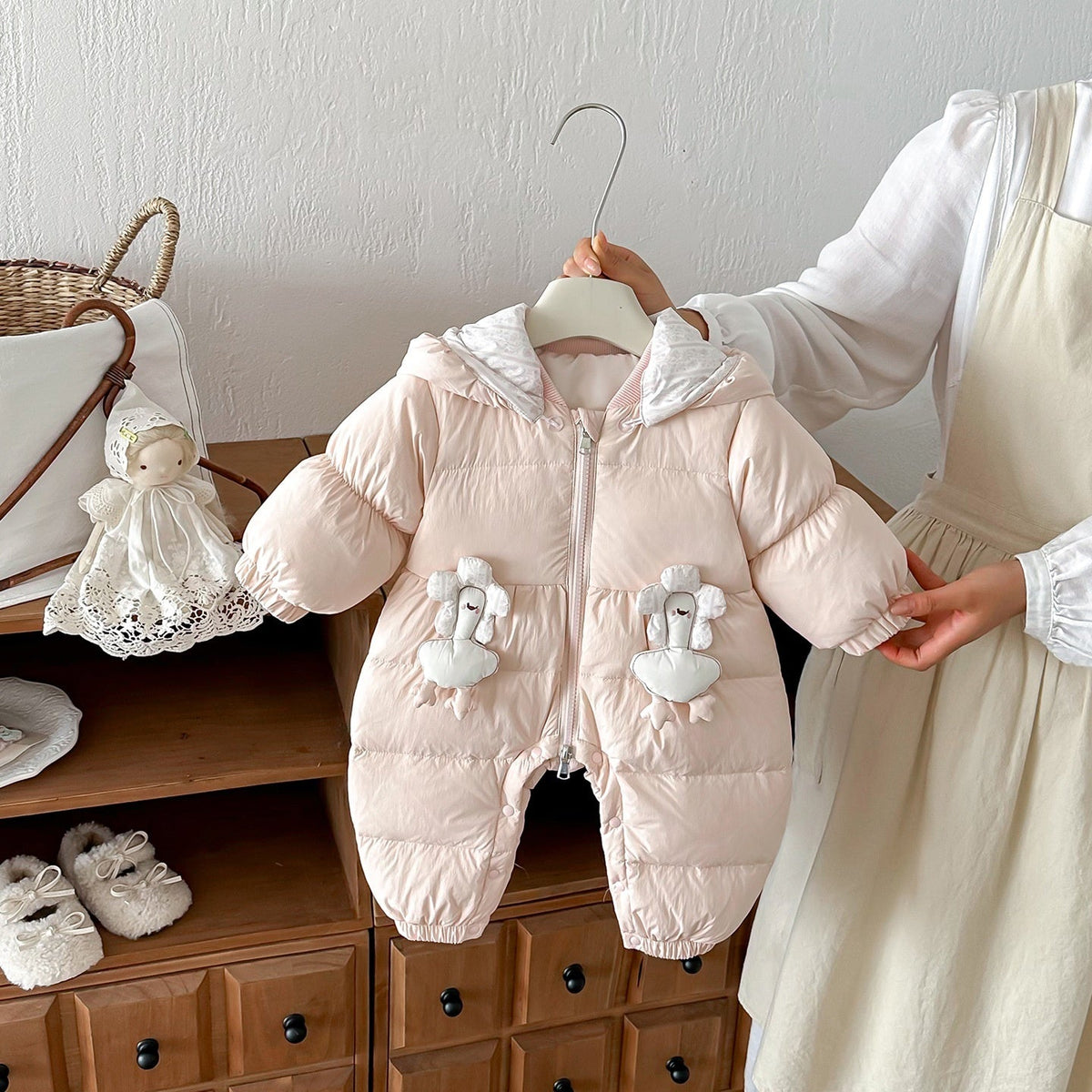Baby Down Jacket Winter Outdoor Romper White Duck Down Clothing