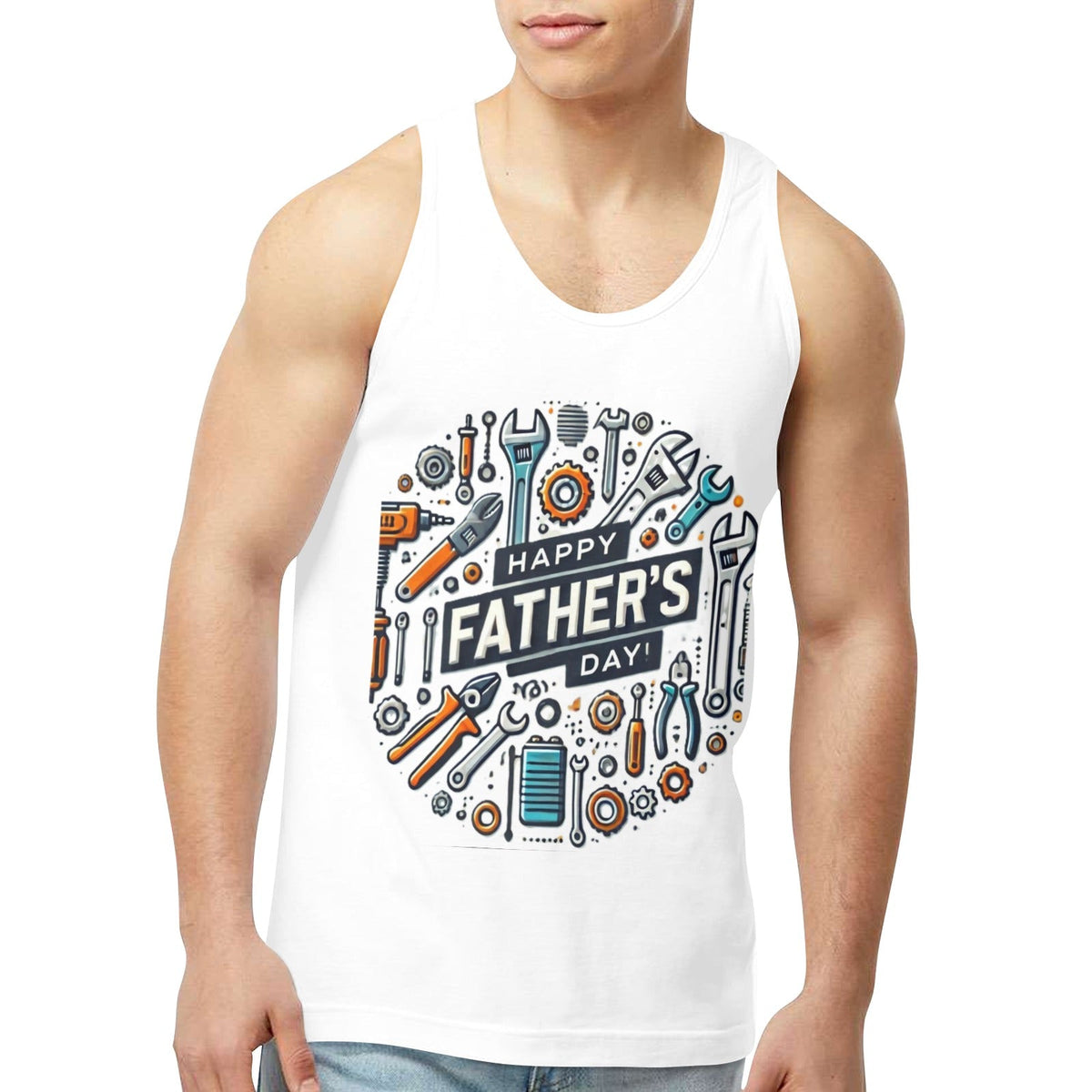 Happy Father's Day with Tools Men's Graphic Tank Top (Made in USA)