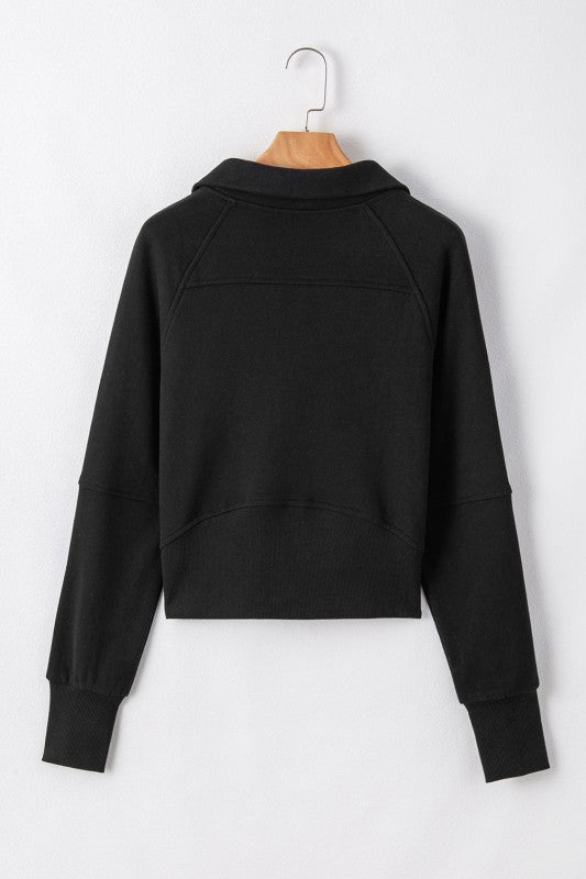 Sudadera de cuello medio con cremallera y forro polar liso