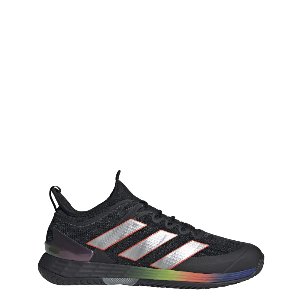 adidas Mens Adizero Ubersonic 4 Tennis Shoe Black/Silver Metallic/Solar Red 7.5