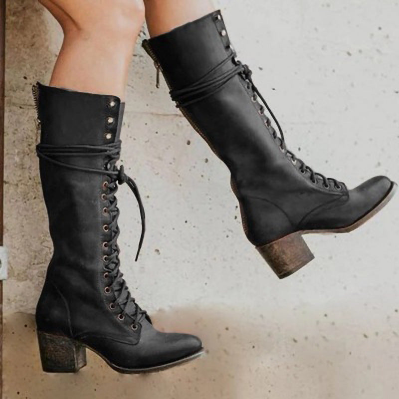 Women's Lace-Up Mid-Calf Boots