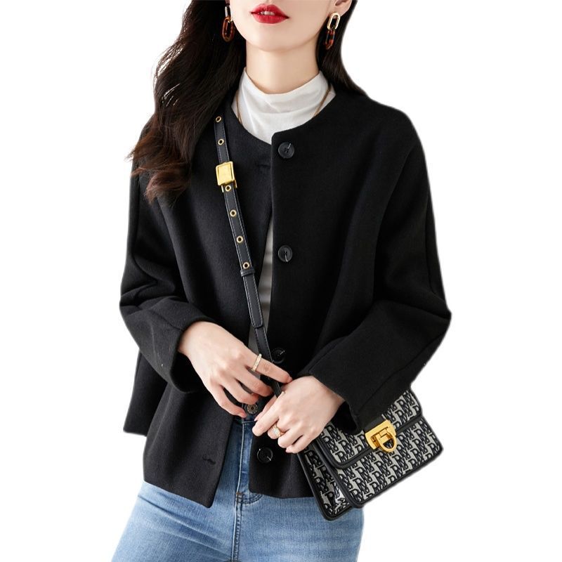 Solid-color Wool Coat For Women