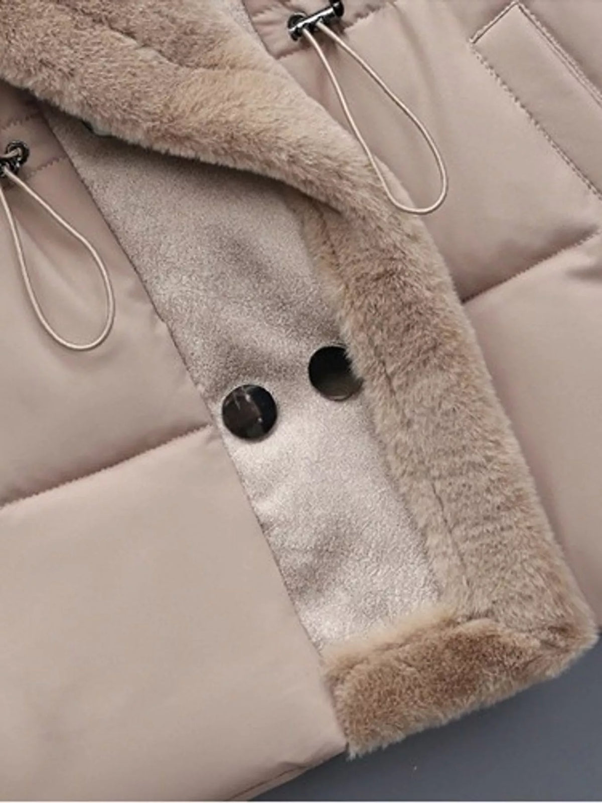 Faux Fur Trimmed Vest Coat with Drawstring Waist
