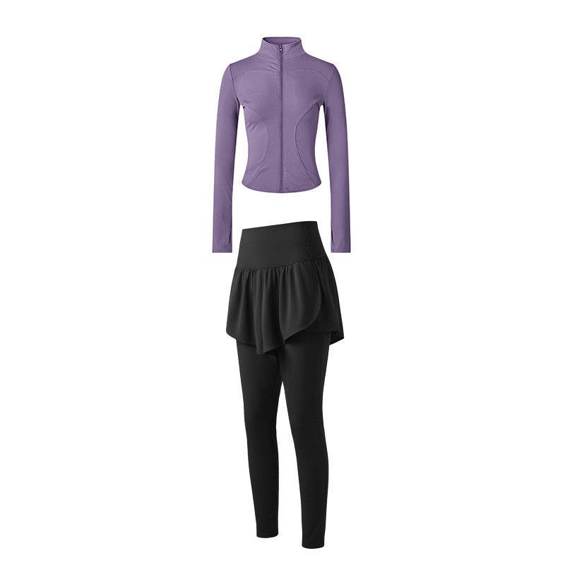 Long, Stand-collar Yoga Jacket For Womenideal For Pilates Outdoor Workouts And Running