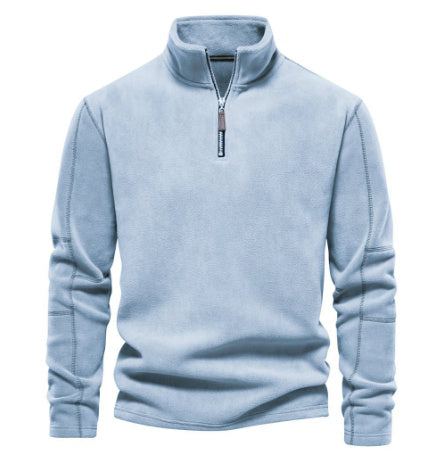 Sudadera con cremallera de cuello alto, forro polar, estilo casual de invierno, para hombre