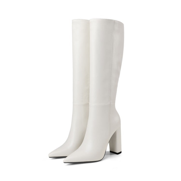 Women's Pointed-Toe Chunky High-Heel Knee-High Boots