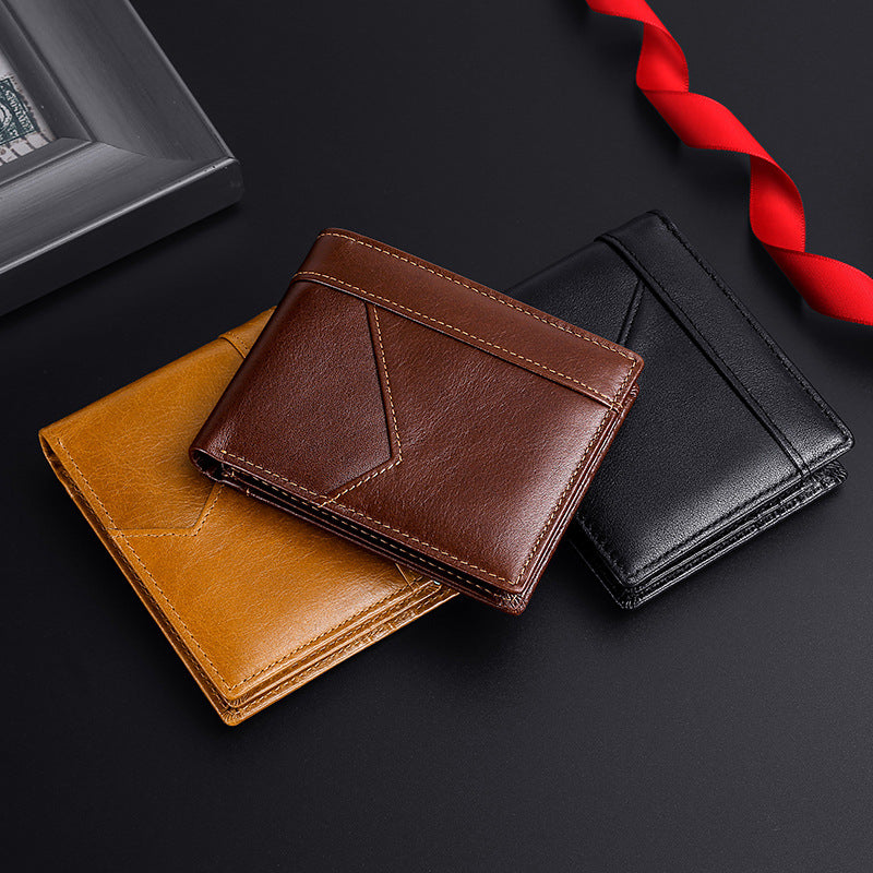Men's Retro Oil Leather RFID Business Wallet