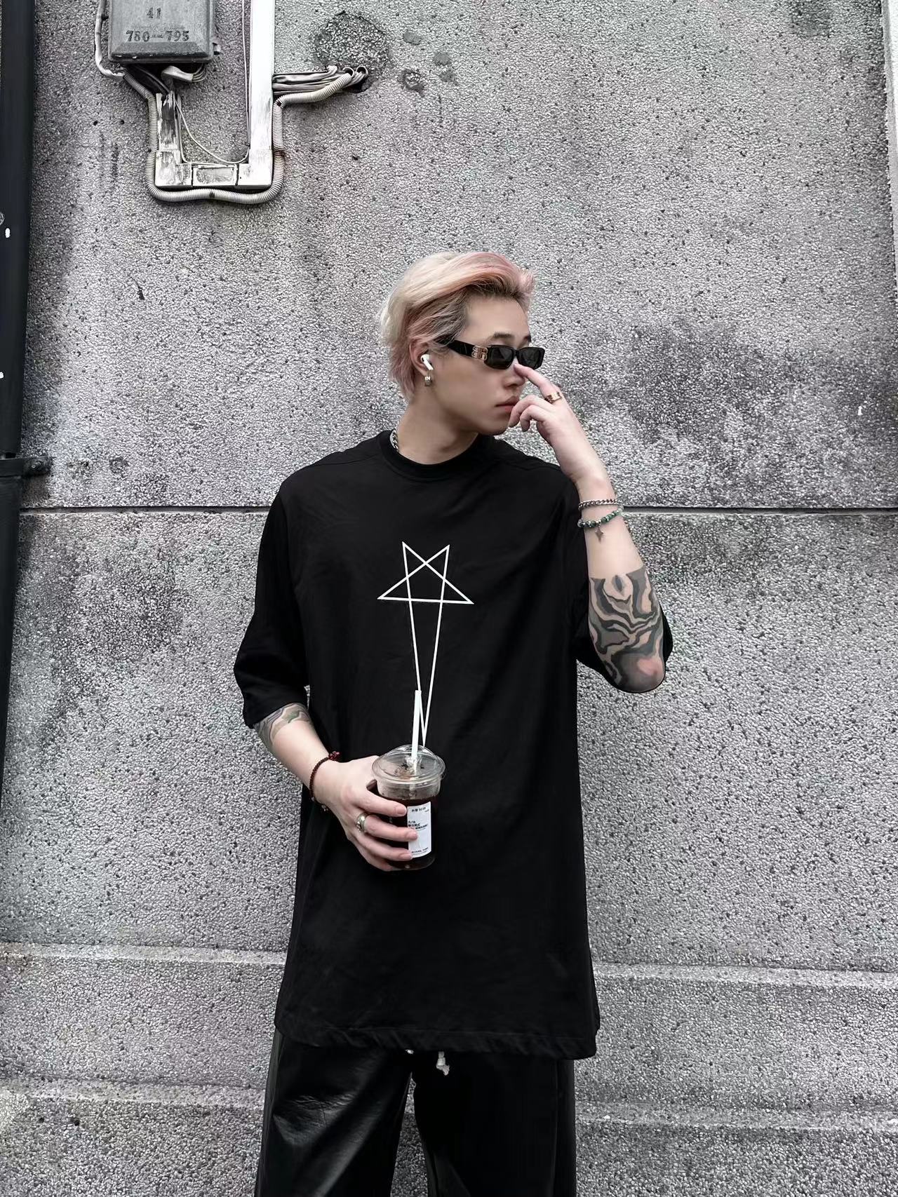 Men's Oversized Gothic Cotton T-Shirt - Summer Streetwear
