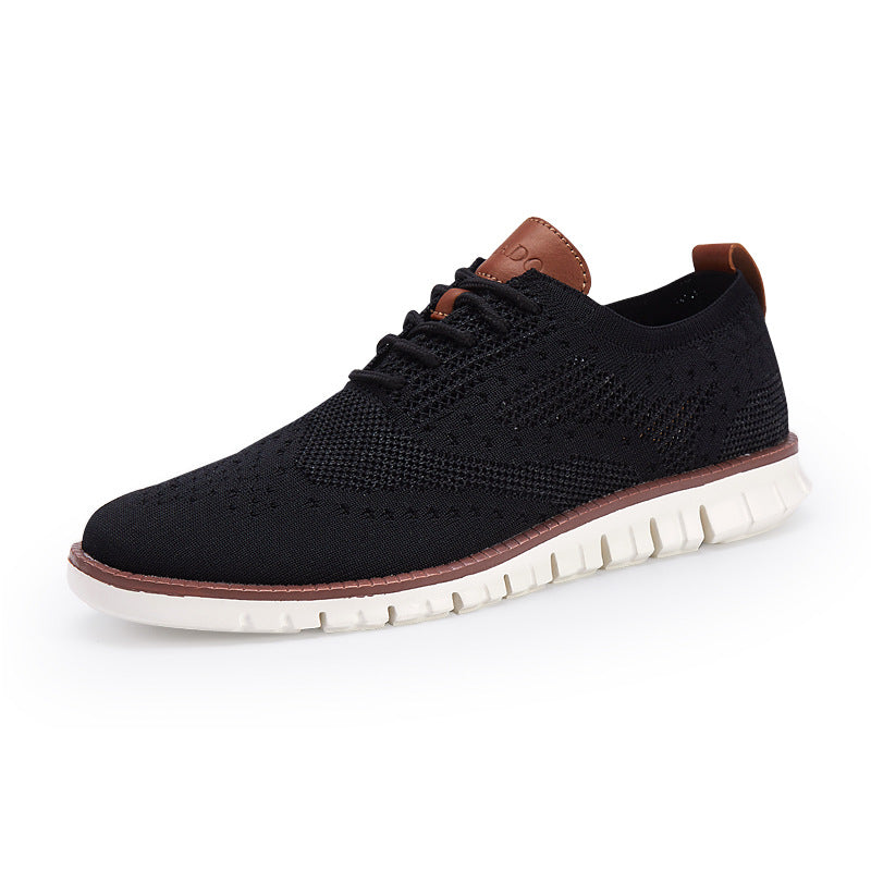 Men's Knitted Lace-Up Casual Sneakers