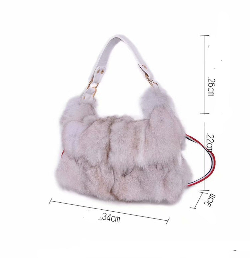 Women's Fur Fox Hair Single Shoulder Travel Bag