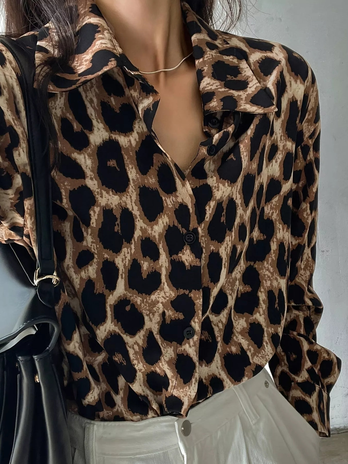 Leopard Print Button-Down Shirt