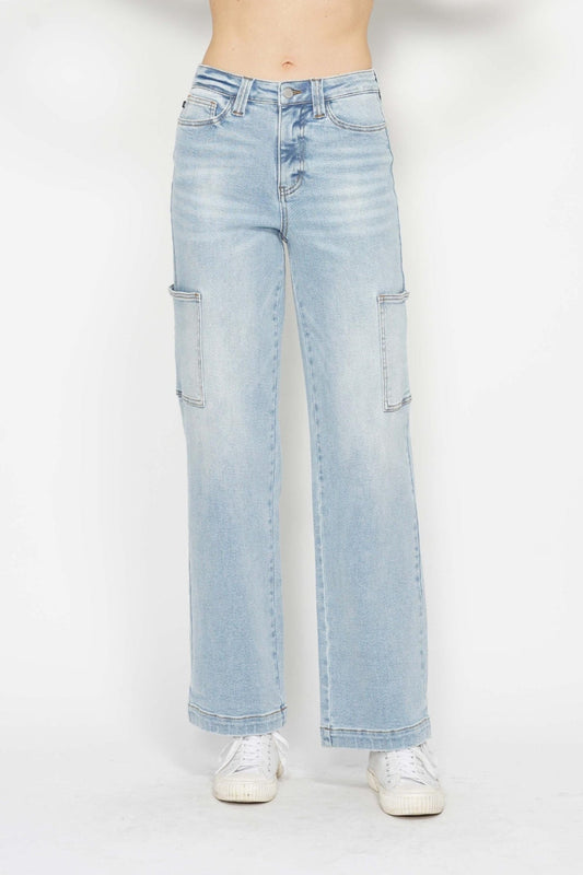 Judy Blue Jeans Cargo Rectos de Talle Alto Talla Completa