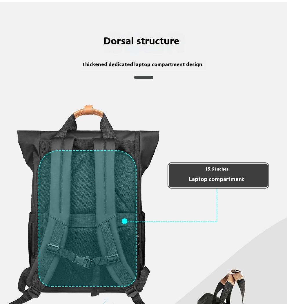 Men's Side Closure Leisure Commute Travel Curved Edge Backpack