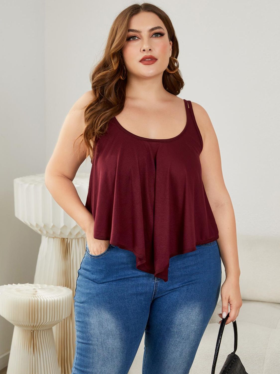 Camisola de tirantes dobles con cuello redondo para tallas grandes. Ver tabla de tallas en "más detalles"