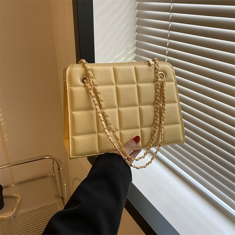 Plaid Bag Womens Small Diamond-Pattern Embroidered Grid Shoulder Bag