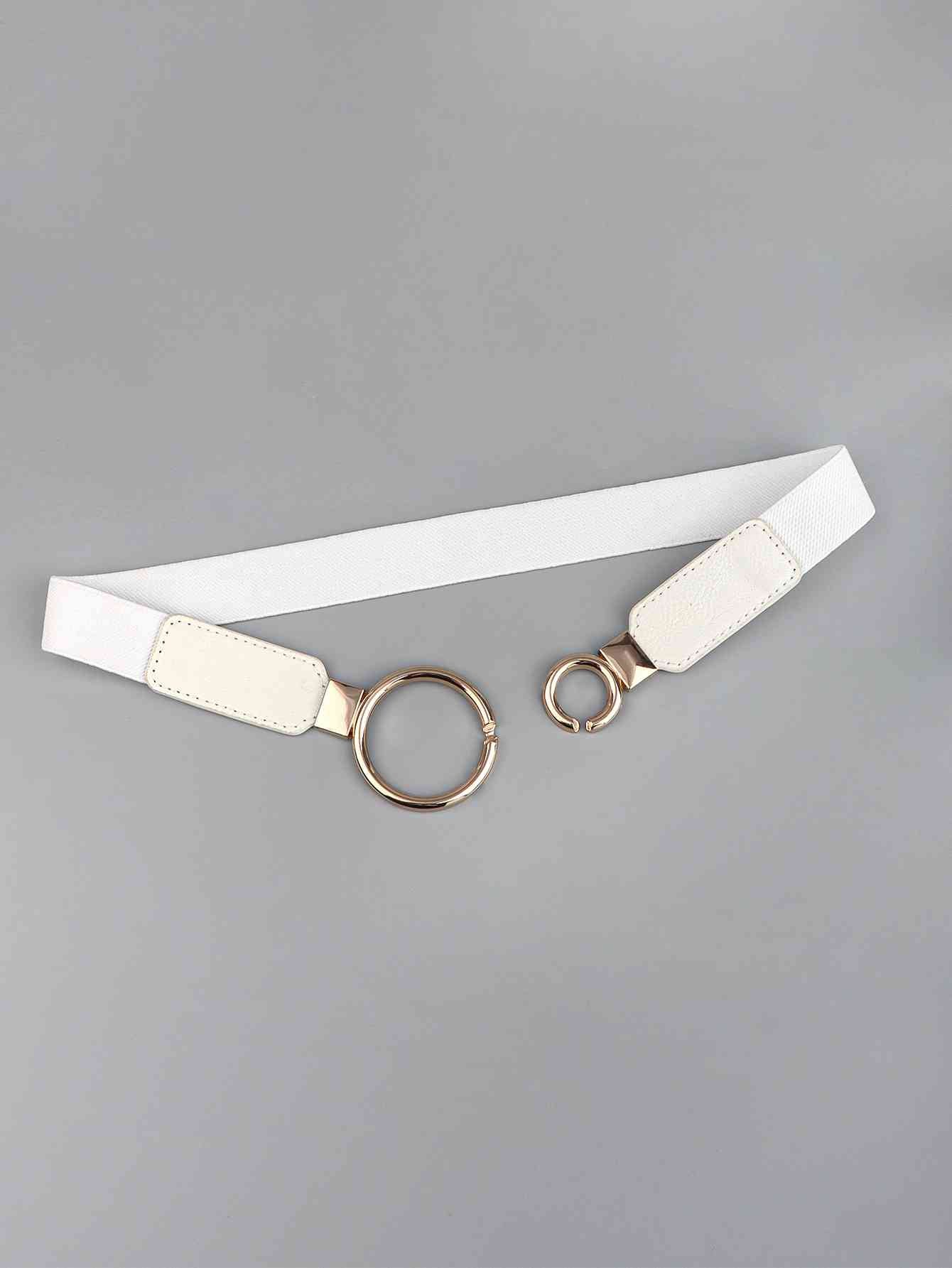 ElegantStyle Double Ring Buckle Elastic PU Belt – Adjustable Comfort Fit See size chart under “more details”