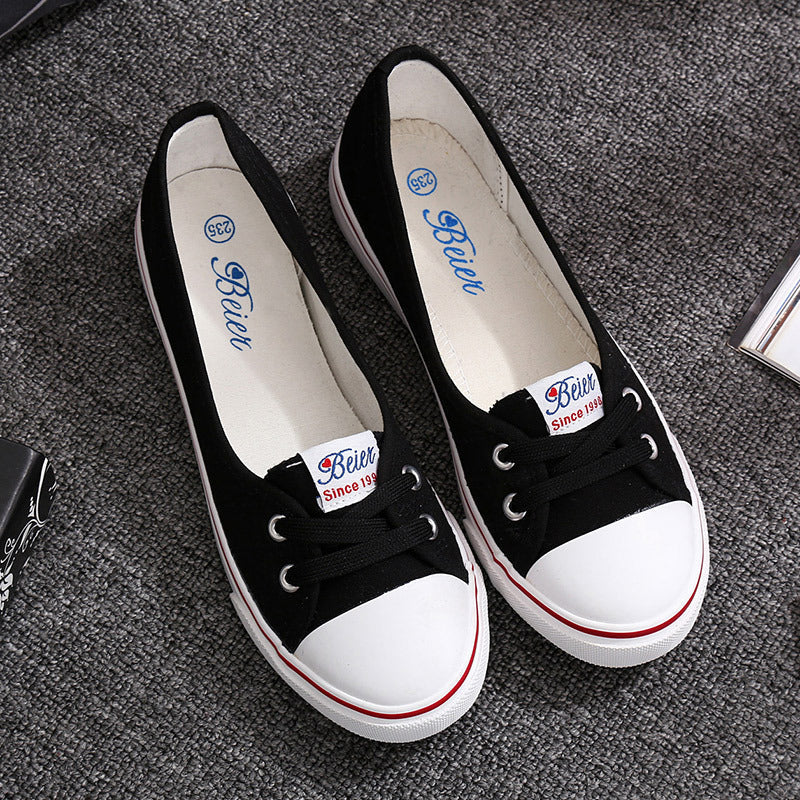 Flat bottom women's shoes breathable new canvas shoes