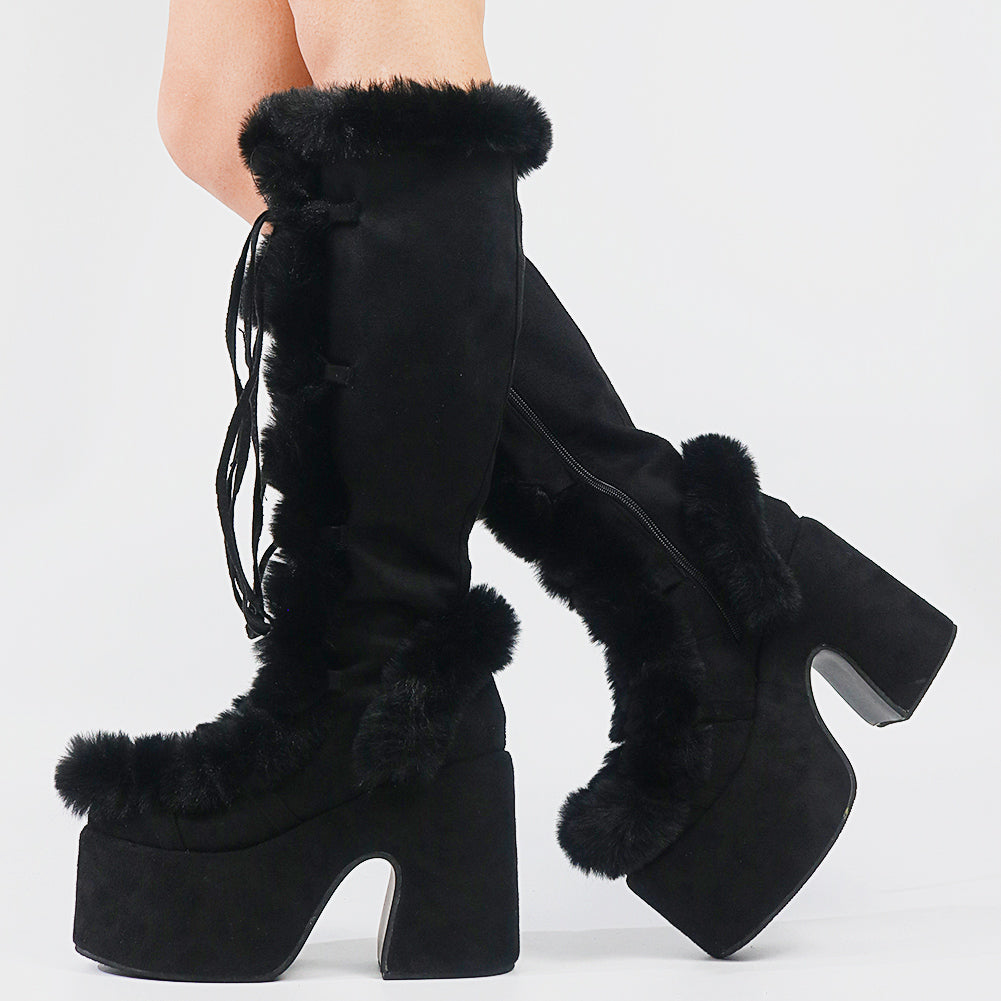Women's Platform High-Heel Mid Tube Boots