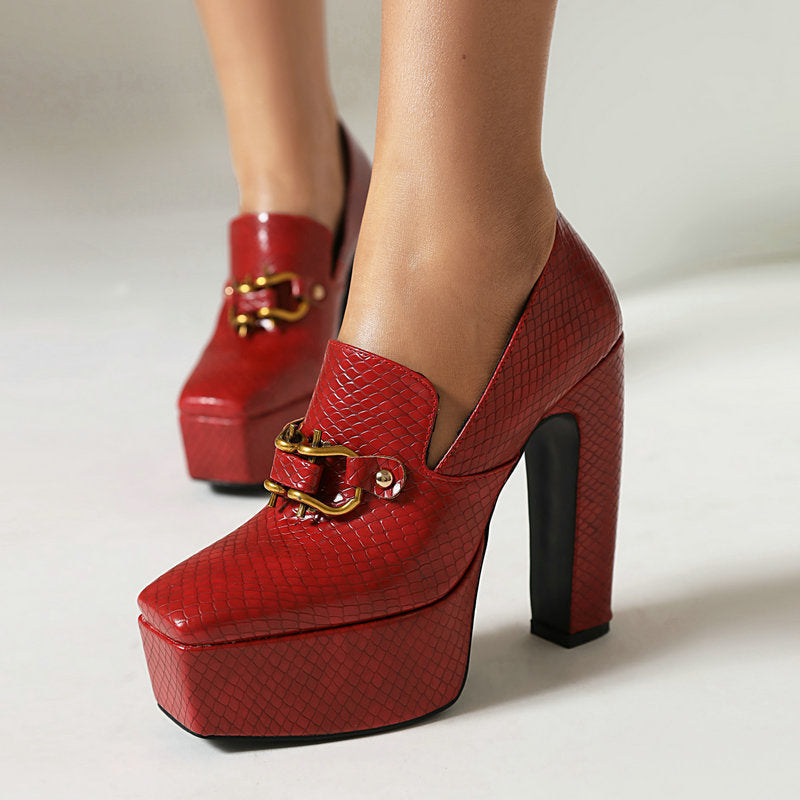 Snake-Print Block-Heel Boots
