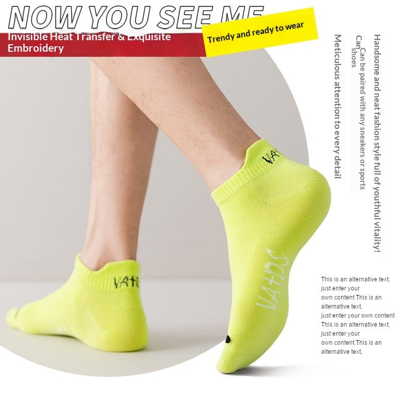 Season Thin Absorb Sweat Short Mesh Breathable Pure Cotton Man's Sports Socks