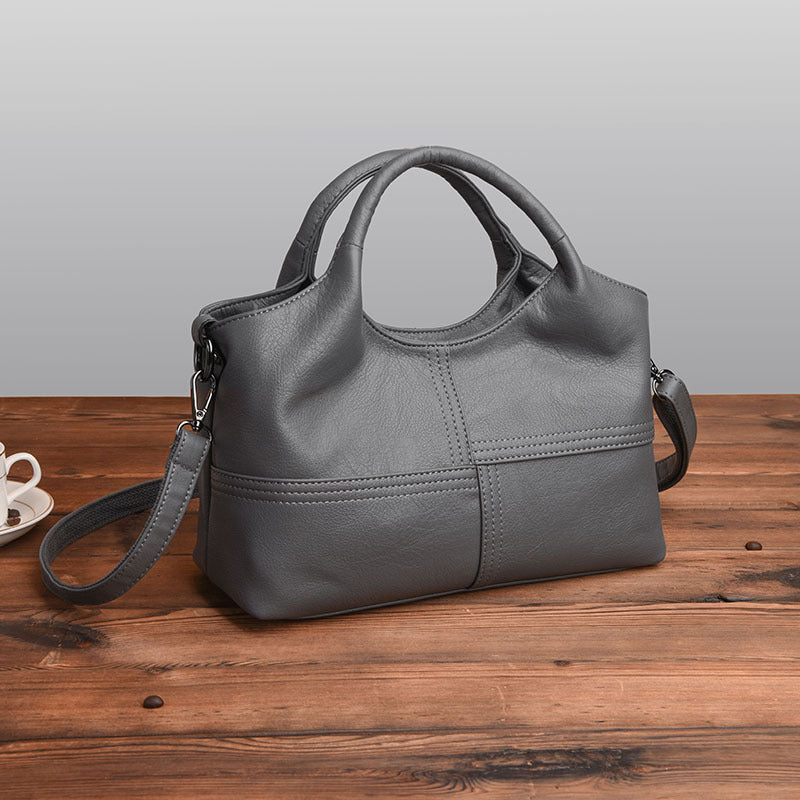 Lightweight Splicing Soft Leather Large Capacity Bag