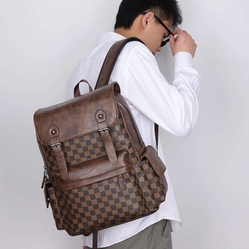 Large Capacity Travel Leisure Plaid Backpack