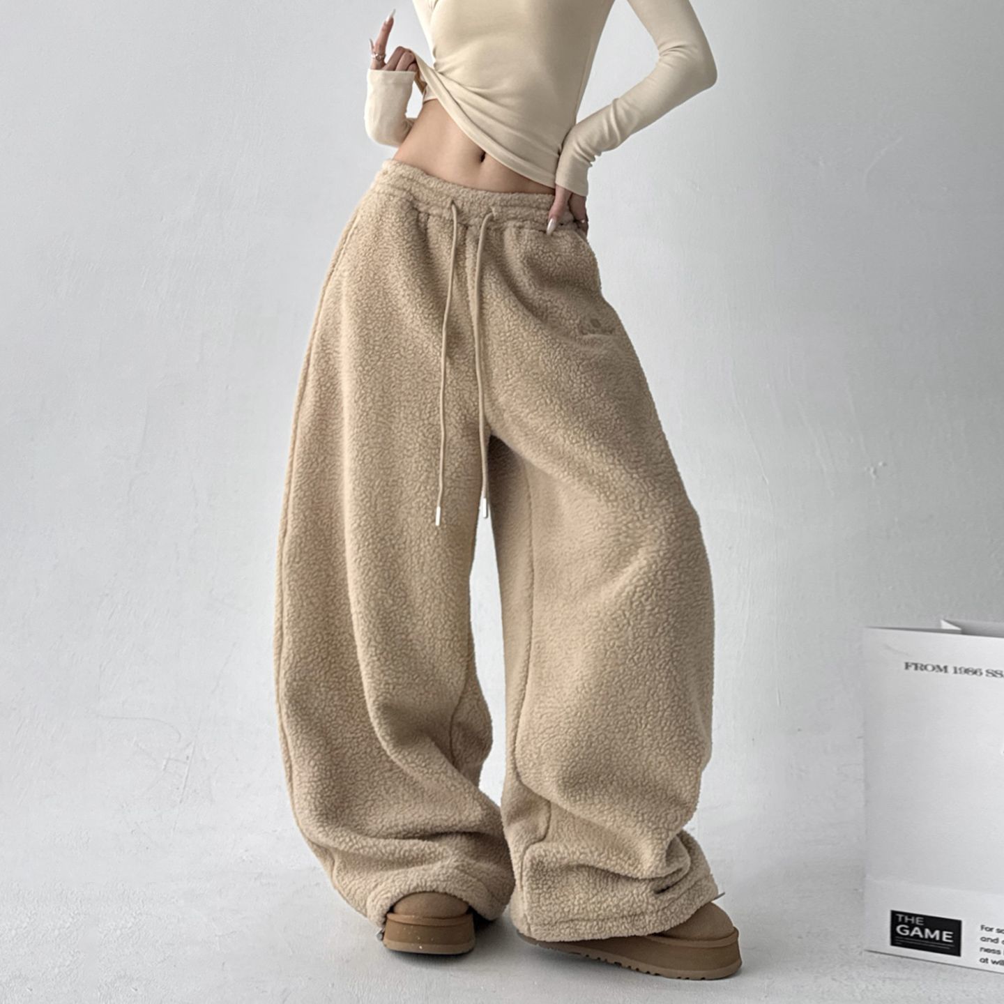 Womens Casual Loose-fitting Warm Extended-length Pants See size chart under “more details”