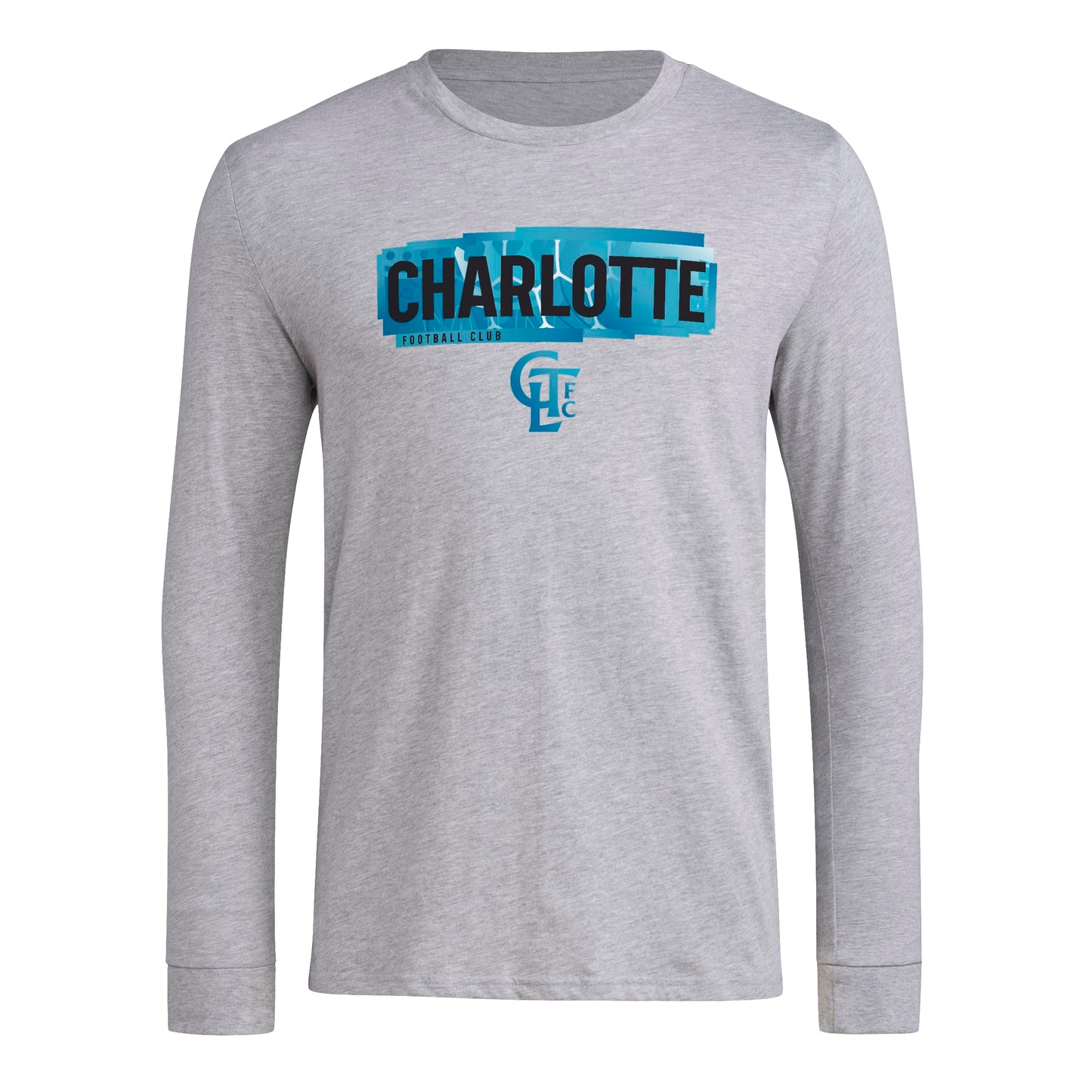 adidas Mens Long Sleeve Pre-Game T-Shirt Medium Grey Heather/Charlotte Fc Small