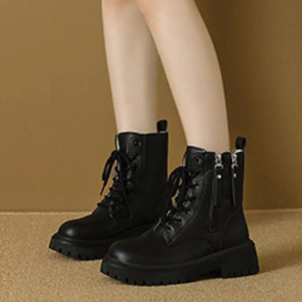 Lace-Up Ankle Combat Boots