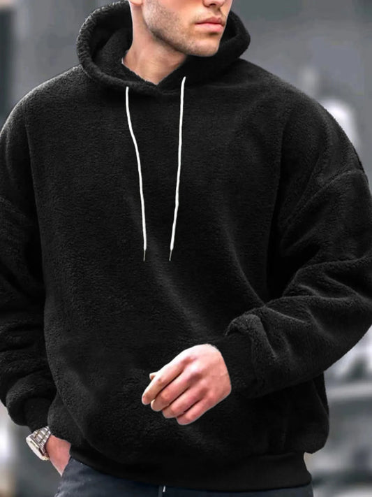 Sudadera con Capucha de Forro Polar de Manga Larga con Cordón para Hombre