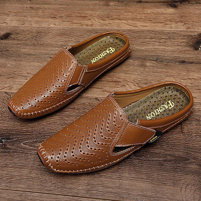 Muller Hole Low-top Cowhide Slip-on Sneakers